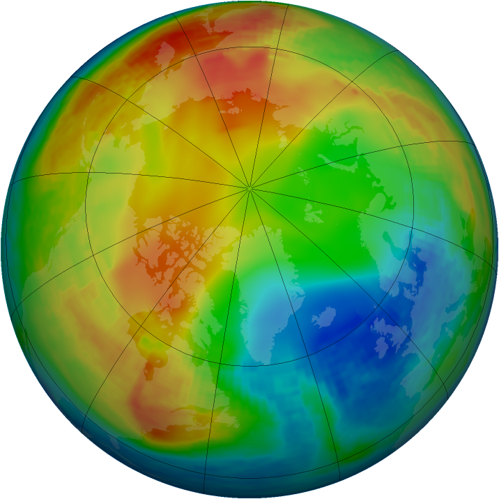 Arctic ozone map for 16 January 1992